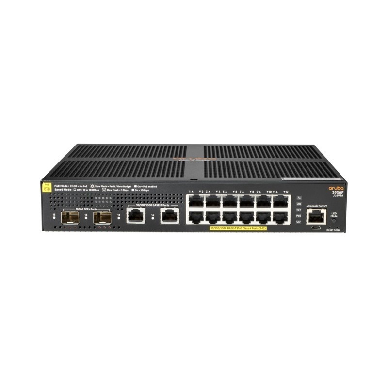 Switch HP Aruba 2930F 12 Puertos 10/100/1000 Mbps PoE+ 2SFP+ JL693A