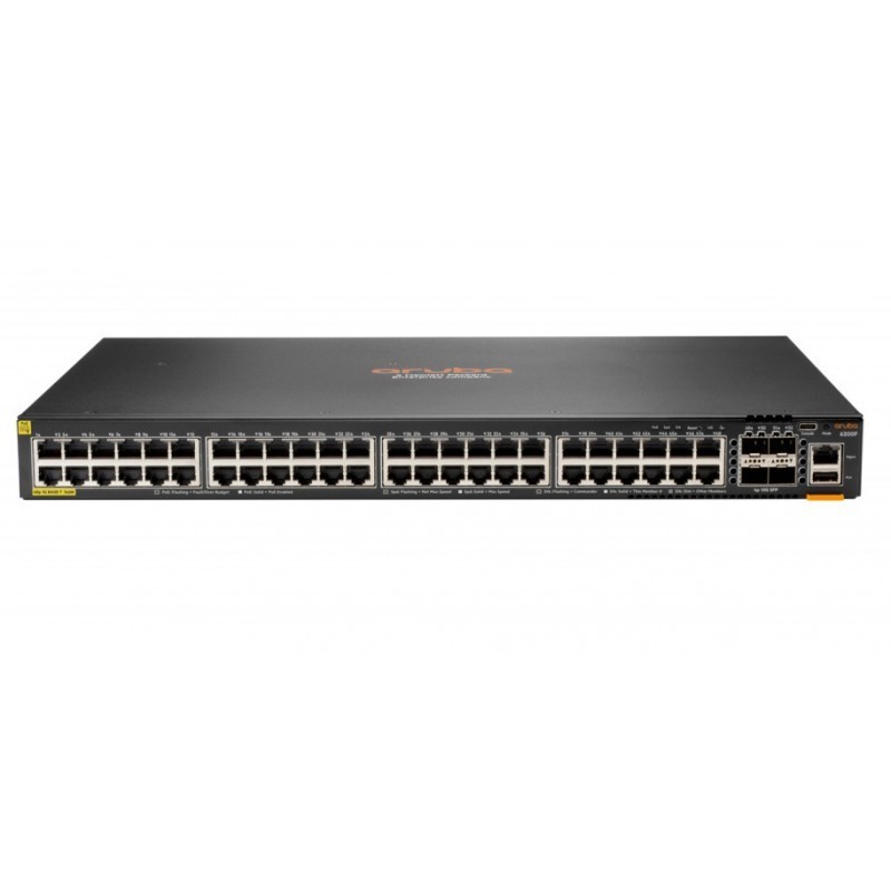 Switch HP Aruba 6200F 48 Puertos 10/100/1000 Mbps 4SFP 370W 176Gbit/s PoE JL727A