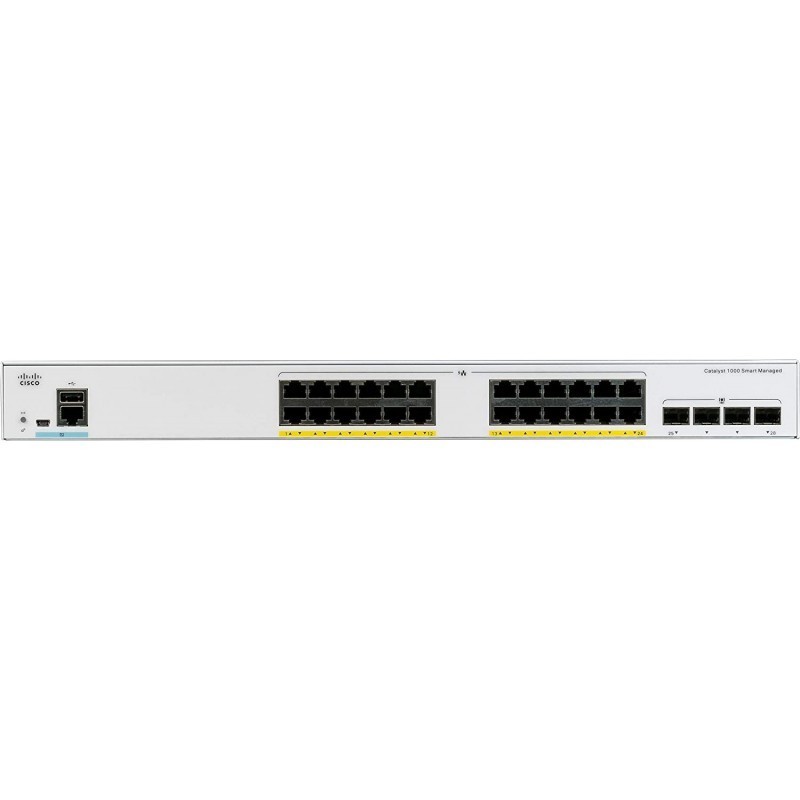 Switch Cisco Catalyst C1000 24 Puertos 10/100/1000 Mbit/s PoE 195W 10G 4SFP , C1000-24P-4X-L