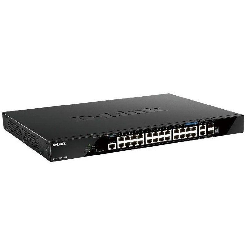 Switch D-Link 26 Puertos 10/100/1000 Mbps Gigabit 2 Sfp+ PoE L2 L3 DGS-1520-28MP