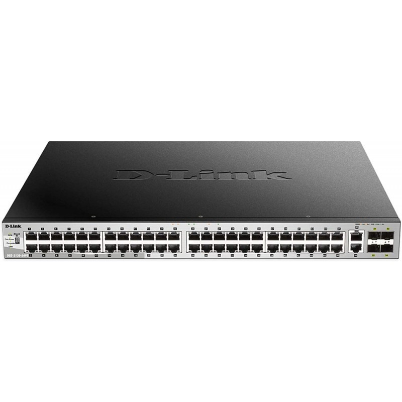 Switch D-Link 48 Puertos 10/100/1000 Mbps RJ-45 GbE PoE 2 x 10GBASE-T L2 L3 DGS-3130-54PS