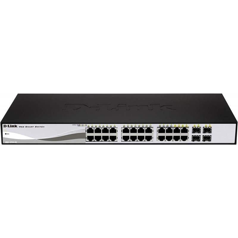 Switch D-Link 24 Puertos 10/100/1000 Mbps RJ-45 LAN GbE 4SFP Auto MDI/MDIX PoE L2 DGS-1210-28P